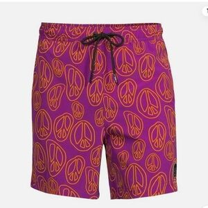 Neff Purple Peace Pattern Swim Trunks
